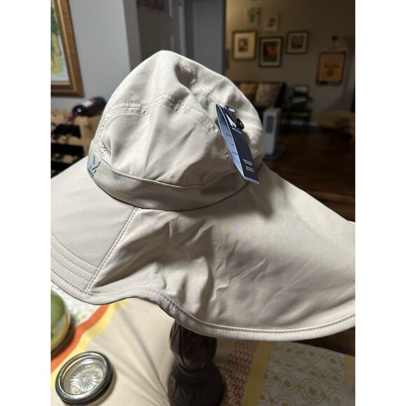 Mission Cooling Sun Defender Hat, Upf50 Khaki Oatmeal Unisex Wide-Brim Hat Nape - Picture 2 of 9